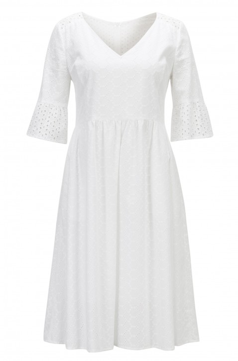 BOSS Tailliertes Kleid Abroidita aus Baumwoll-Voile mit Lochstickerei weiss 100 BOSS Tailliertes Kleid Abroidita aus Baumwoll-Voile mit Lochstickerei weiss 100 34