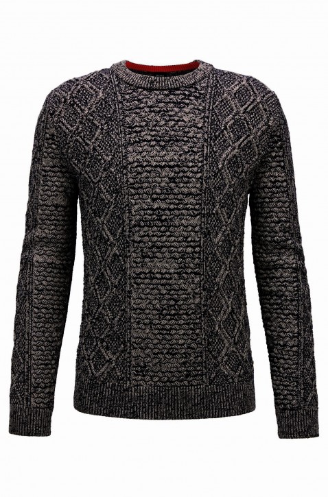 BOSS Pullover AKASELLY aus Baumwoll-Mix mit dreidimensionalem Zopfmuster grau 022 BOSS Pullover AKASELLY aus Baumwoll-Mix mit dreidimensionalem Zopfmuster grau 022 M