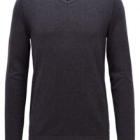 BOSS Pullover AMEROSS aus gestrickter Baumwolle mit V-Ausschnitt und Paspel-Details Farbe Dunkelgrau BOSS Pullover AMEROSS aus gestrickter Baumwolle mit V-Ausschnitt und Paspel-Details Farbe Dunkelgrau