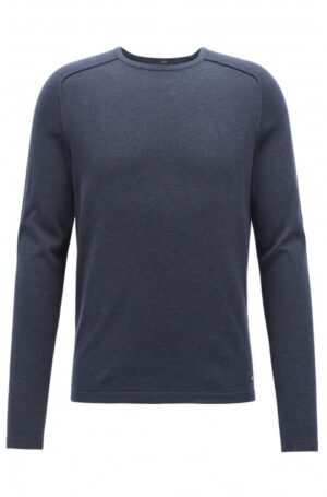 BOSS Pullover AMIROY aus gestrickter Baumwolle mit Paspel-Details dunkelblau 404