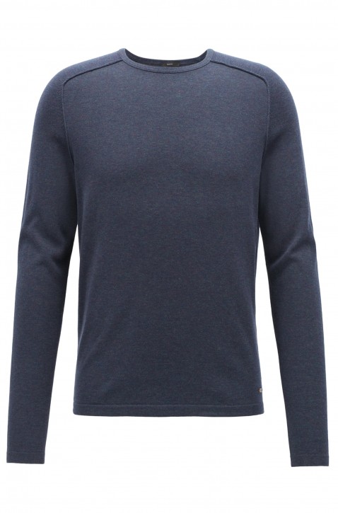 BOSS Pullover AMIROY aus gestrickter Baumwolle mit Paspel-Details dunkelblau 404 BOSS Pullover AMIROY aus gestrickter Baumwolle mit Paspel-Details dunkelblau 404