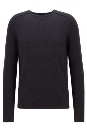 BOSS Pullover AMIROY aus gestrickter Baumwolle mit Paspel-Details dunkelgrau 022 M