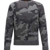 BOSS ORANGE Regular-Fit-Strickpullover ARMIETO aus Material-Mix mit Camouflage-Muster Farbe grau 404 S