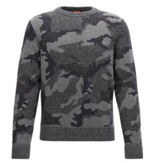 BOSS ORANGE Regular-Fit-Strickpullover ARMIETO aus Material-Mix mit Camouflage-Muster Farbe grau 404 S