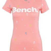 Bench Damen T-Shirt AOP Logo Tee mit Allover-Ananasprint pink 1457 S