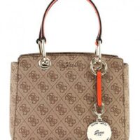 GUESS Mini Handgelenktasche Jacqui Top Handle Flap Brown Multi