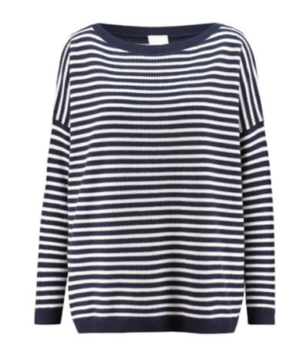 BOSS Oversized Pullover IVITTA aus Baumwoll-Mix mit Seide und Kaschmir gestreift 974