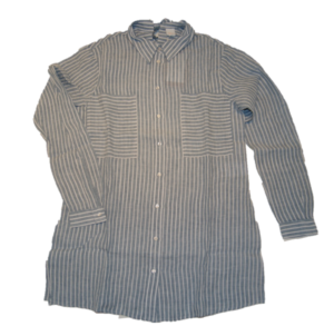 BOSS Regular Fit Leinen Streifen Bluse CATEA mit Brusttasche blau 439