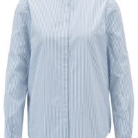 BOSS Relaxed-Fit Bluse EFELIZE_17 aus gestreifter Baumwolle mit Stehkragen blau 439 BOSS Relaxed-Fit Bluse EFELIZE_17 aus gestreifter Baumwolle mit Stehkragen blau 439