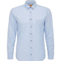 BOSS ORANGE REGULAR FIT SHIRT MIT RAUTEN DESSIN ELVEDGE FARBE HELLBLAU 460 M