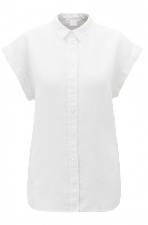 BOSS Regular-Fit Bluse EMIRTA aus reinem Leinen mit kurzen Ärmeln und Spitzkragen weiss 100 BOSS Regular-Fit Bluse EMIRTA aus reinem Leinen mit kurzen Ärmeln und Spitzkragen weiss 100