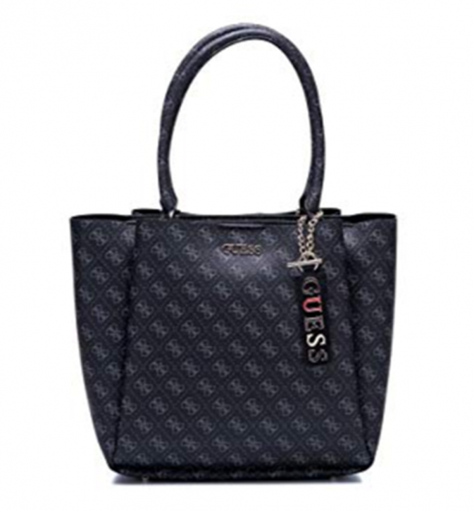 GUESS Damen MACI CARRYALL Schultertasche mit all over Guess logo coal GUESS Damen MACI CARRYALL Schultertasche mit all over Guess logo coal