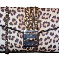 Guess Damen Prisma Clutch Umhängetasche, Mehrfarbig (Leopard) 23x13x4 cm