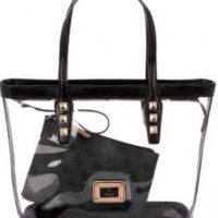 Guess Handtasche / Shopper Logo Remix Clear Plastic Tote Bag Coal