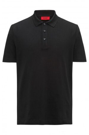 HUGO Poloshirt Darelli aus Baumwoll-Piqué mit Logo-Print hinten am Saum schwarz 001 S