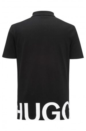 HUGO Poloshirt Darelli aus Baumwoll-Piqué mit Logo-Print hinten am Saum schwarz 001 S