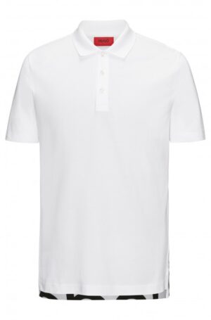 HUGO Poloshirt Darelli aus Baumwoll-Piqué mit Logo-Print hinten am Saum weiss 100 S