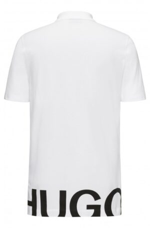 HUGO Poloshirt Darelli aus Baumwoll-Piqué mit Logo-Print hinten am Saum weiss 100 S