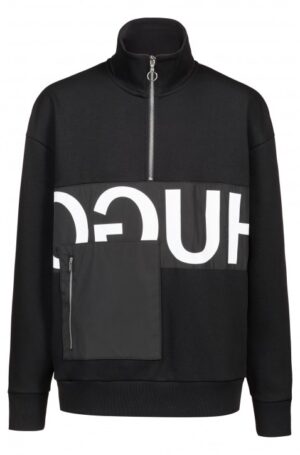 HUGO Oversized Sweatshirt DARRIUS mit Reversed-Logo und aufgesetzter Tasche schwarz 001 S