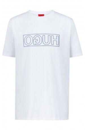 HUGO T-Shirt DICAGOLINO mit Reversed-Logo und Rundhalsausschnit weiss 100