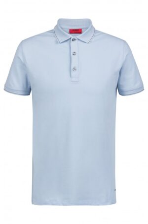 HUGO Poloshirt DINOSO-U2 elastischer Baumwolle mit Streifen-Einfassung Farbe hellblau