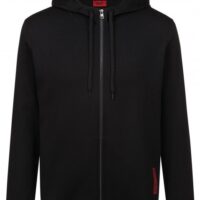 HUGO Kapuzen-Sweatjacke  DONDY aus Baumwolle mit abgeschnittenem Logo-Print schwarz