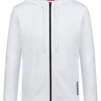 HUGO Kapuzen-Sweatjacke DONDY aus Baumwolle mit abgeschnittenem Logo-Print weiss