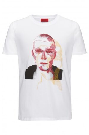 HUGO Relaxed-Fit T-Shirt DUY aus Baumwolle mit Graffiti-Print Farbe weiss 001 S