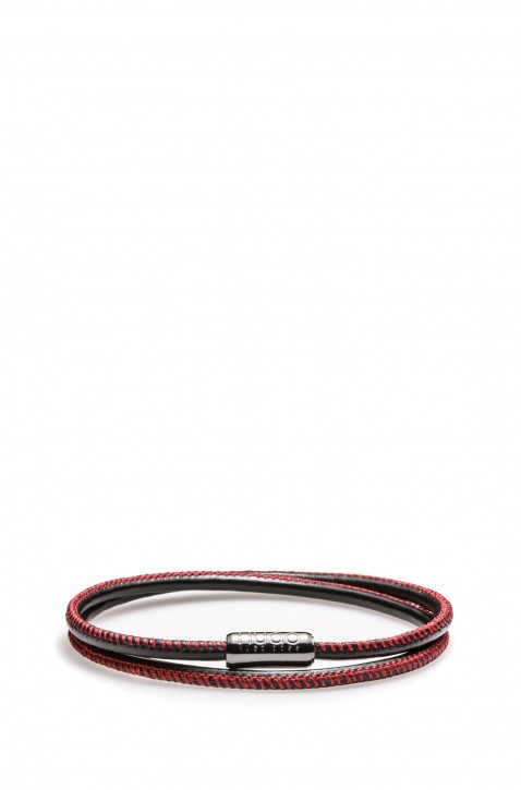 HUGO Armband E-ELEMENT aus italienischem Leder mit magnetischem Druckknopf Farbe rot 965 HUGO Armband E-ELEMENT aus italienischem Leder mit magnetischem Druckknopf Farbe rot 965