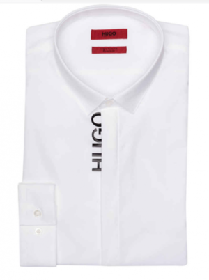 HUGO Hemd ERNIE Extra Slim Fit mit verdeckter Knopfleiste und Hugo Logo weiss 199