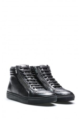 HUGO Hightop Sneakers Futurism_Hito_mtzp1 aus Leder mit Absteppungen schwarz 001 41