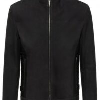 HUGO Extra Slim-Fit Bikerjacke LORDI aus Leder mit Velours-Finish schwarz 001