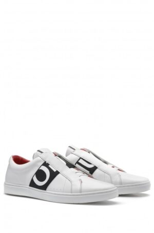 HUGO Ledersneaker Post_Slon_ltel mit markantem Logo weiss 100 41