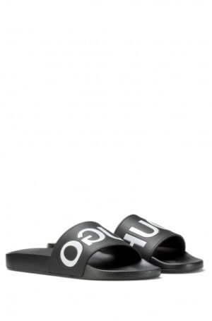 HUGO Bade-Slipper Timeout_Slip_rb  aus Material-Mix mit spiegelverkehrtem Logo schwarz 001 41