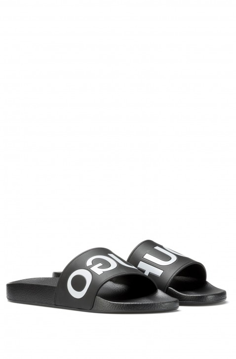 HUGO Bade-Slipper Timeout_Slip_rb  aus Material-Mix mit spiegelverkehrtem Logo schwarz 001 HUGO Bade-Slipper Timeout_Slip_rb  aus Material-Mix mit spiegelverkehrtem Logo schwarz 001 41