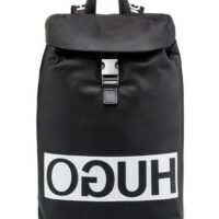 HUGO Rucksack Tribute_Backpack aus Nylon-Gabardine mit Lederbesatz und Reversed-Logo schwarz 001 HUGO Rucksack Tribute_Backpack aus Nylon-Gabardine mit Lederbesatz und Reversed-Logo schwarz 001