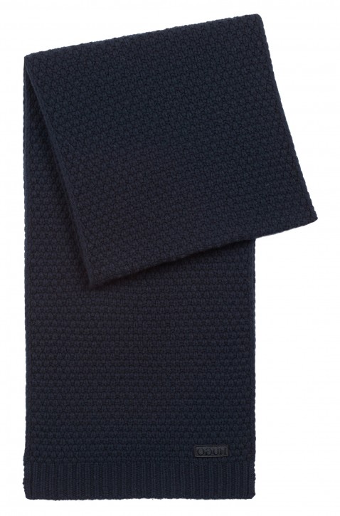 HUGO Schal ZAFF 1 aus Schurwolle mit Jacquard-Struktur dunkelblau 410 HUGO Schal ZAFF 1 aus Schurwolle mit Jacquard-Struktur dunkelblau 410
