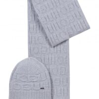 HUGO Geschenk Set ZANTAS SET mit Mütze und Schal mit Reversed-Logo grau 032