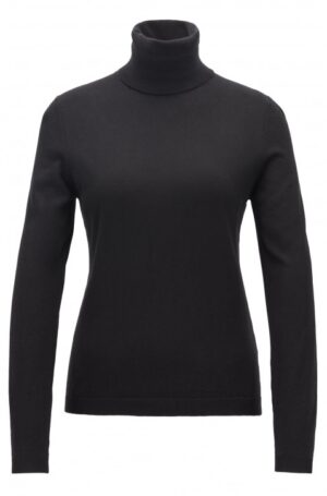 BOSS Rollkragenpullover IDDINIA aus Baumwoll-Mix mit Kaschmir und Seide schwarz 001 S