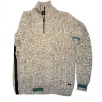 BOSS Pullover KARVINCE aus Tweed mit Zopfmuster und Reißverschluss am Kragen beige 282 BOSS Pullover KARVINCE aus Tweed mit Zopfmuster und Reißverschluss am Kragen beige 282 M
