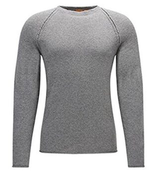 BOSS ORANGE Regular-Fit Strickpullover KOHEDGE  aus italienischem Baumwoll-Mix mit Wolle Farbe grau 051 S