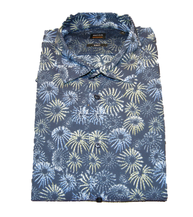 BOSS Slim Fit Hemd MYPOP_1 aus Baumwoll Mixmit Blumen-Print dunkelblau BOSS Slim Fit Hemd MYPOP_1 aus Baumwoll Mixmit Blumen-Print dunkelblau