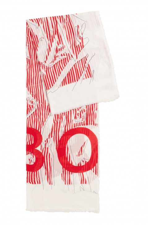 HUGO BOSS Abstrakt bedruckter Schal NAGALLERY aus Baumwolle und BOSS Logo HUGO BOSS Abstrakt bedruckter Schal NAGALLERY aus Baumwolle und BOSS Logo