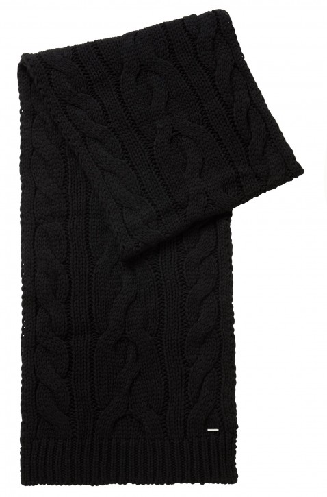 BOSS Schal NEOSA mit Zopfmuster aus Woll-Mix Farbe schwarz BOSS Schal NEOSA mit Zopfmuster aus Woll-Mix Farbe schwarz