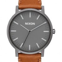NIXON Porter Leather 40 mm Farbe gunmetal /charcoal taupe