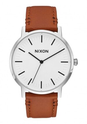 NIXON Porter Leather 40 mm Farbe white sunray / saddle