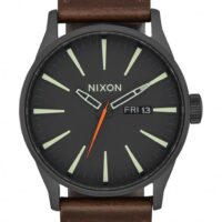 NIXON Sentry Leather 42 mm Farbe black/ lum /taupe