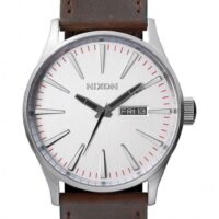 NIXON Sentry Leather 42 mm Farbe silver/brown