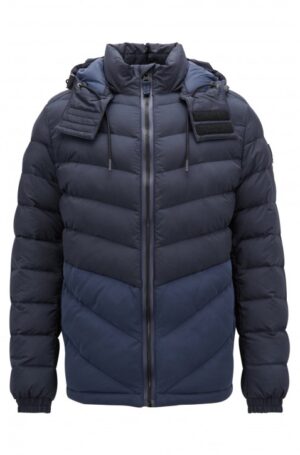 BOSS Wasserabweisende Steppjacke OBROOK mit abnehmbarer Kapuze dunkelblau 412 48