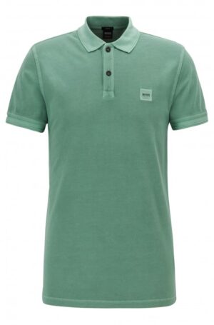 BOSS ORANGE Slim-Fit Poloshirt Prime aus gewaschenem Baumwoll-Piqué grün 345